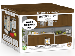 Dark Pecan Wood'n Cabinet Kit stain by Retique It® featuring a 48-door grained wood finish for cabinets.