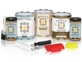 Retique It® Wood'n Kit in Dark Pecan with gloss finish, multi-purpose wood finish kit for interior projects.