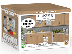 Pickled oak stained Wood'n Cabinet Kit with 48 grained doors, from Retique It® showing natural wood grain and pickled finish.