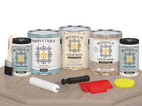 Retique It Wood'n Cabinet Kit with 48 grained, sun-bleached finish, matte wood finish kit for cabinets and furniture.