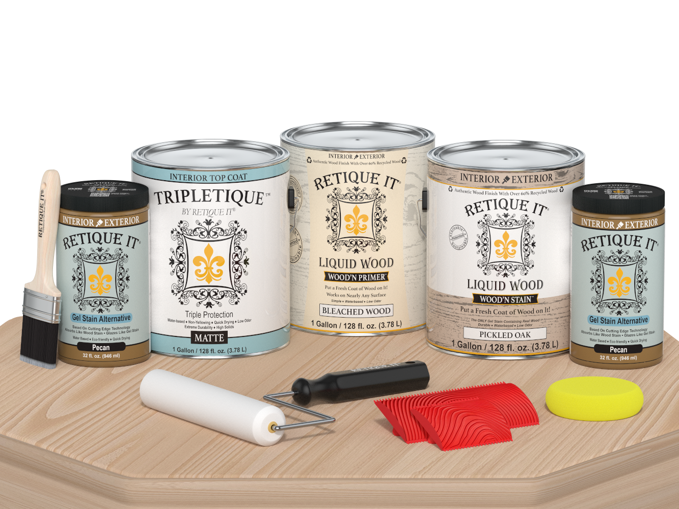 Retique It® Wood'n Finish Kit in WNK128 WOAK TPLQ matte wood finish for furniture and crafts.