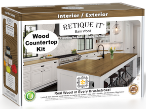 Modern walnut kitchen island countertop kit by Retique It® featuring stains for a stylish, durable finish.