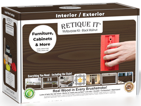Retique It® Multi-purpose Wood'n Kit in Black Walnut, medium-sized finish kit with wood stain and finish components in a box.