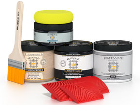 Multi-purpose Retique It® Wood'n Finish Kit in Classic Black, exterior top coat for wood projects, shown in a multi-pack.