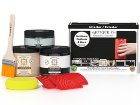 Multi-purpose Wood'n Kit in classic black by Retique It® includes wood finish products in a compact kit for wood projects.