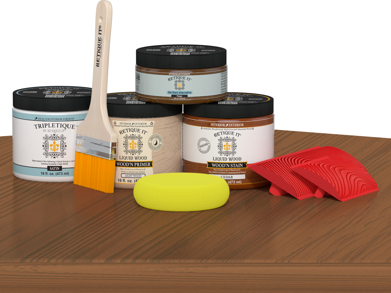 Retique It® Cedar countertop kit for kitchen island, featuring stained wood surface with natural grain and finish details.