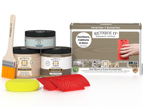 Multi-purpose Wood'n Kit in Drift Wood finish by Retique It®, featuring wood finishing tools and supplies.