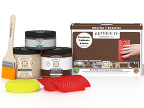 Multi-purpose Wood'n Kit (Med) Java by Retique It® with wood finish tools and supplies for wood refinishing projects.