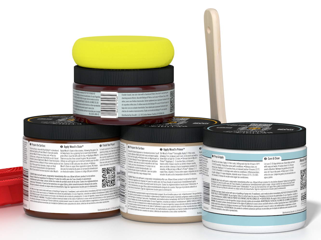 Back of Retique It® Wood'n Kit Java Multi-purpose Wood'n Finish Kit in interior top coat, showing product packaging and labeling.