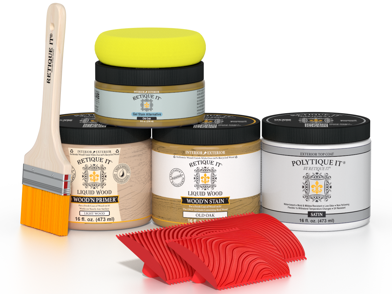 Retique It® Wood'n Kit in Old Oak finish with satin top coat, showing a wood panel with smooth, finished surface and natural wood grain.