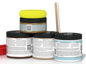 Back view of Retique It® Wood'n Finish Kit (Med) in Dark Pecan for interior top coat, showing wood finish application details.