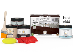 Retique It® Wood'n Finish Kit in Red Mahogany for tabletops, includes stain bottles and application tools, double size kit.