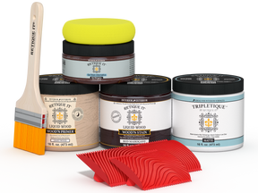 Retique It® Wood'n Finish Kit in Red Mahogany stain for tabletops, includes stain and finish components, double size kit.