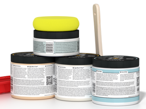 Retique It Wood'n Finish Kit in cherry, showing the back side of the product with wood finish application and packaging.