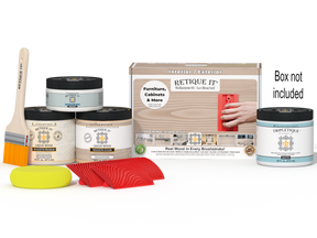 Sun-bleached Wood'n Kit (Med) from Retique It® for interior top coat, includes wood finish tools and materials in a compact box.