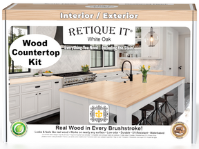 Retique It® white oak kitchen island countertop kit with stained finish, showing a 3D front view of the white oak surface.