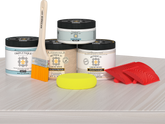 Retique It® Wood'n Finish Kit in White Wash for interior use, featuring a multi-purpose wood top coat on a tabletop.