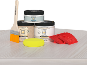 Retique It® Wood'n Finish Kit in White Wash for multi-purpose wood finishing, displayed on a table.