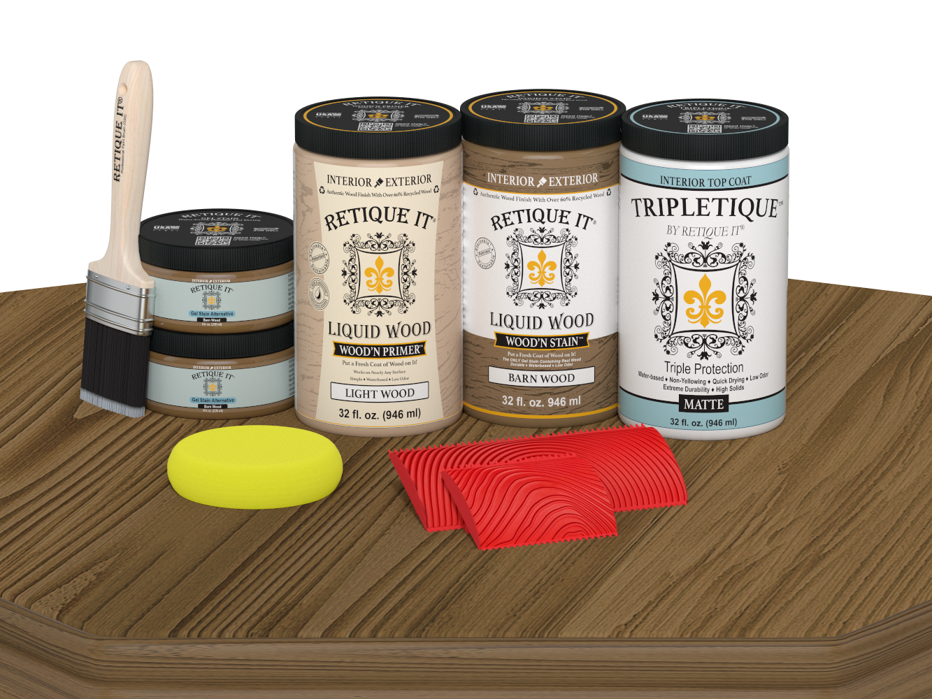 Retique It® Barn Wood countertop kit with matte stain applied to a full kitchen surface, showcasing rustic wood finish.