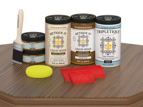 Large Dark Oak Wood'n Finish Kit by Retique It® for interior top coat, includes wood finish products and tools for furniture finishing.