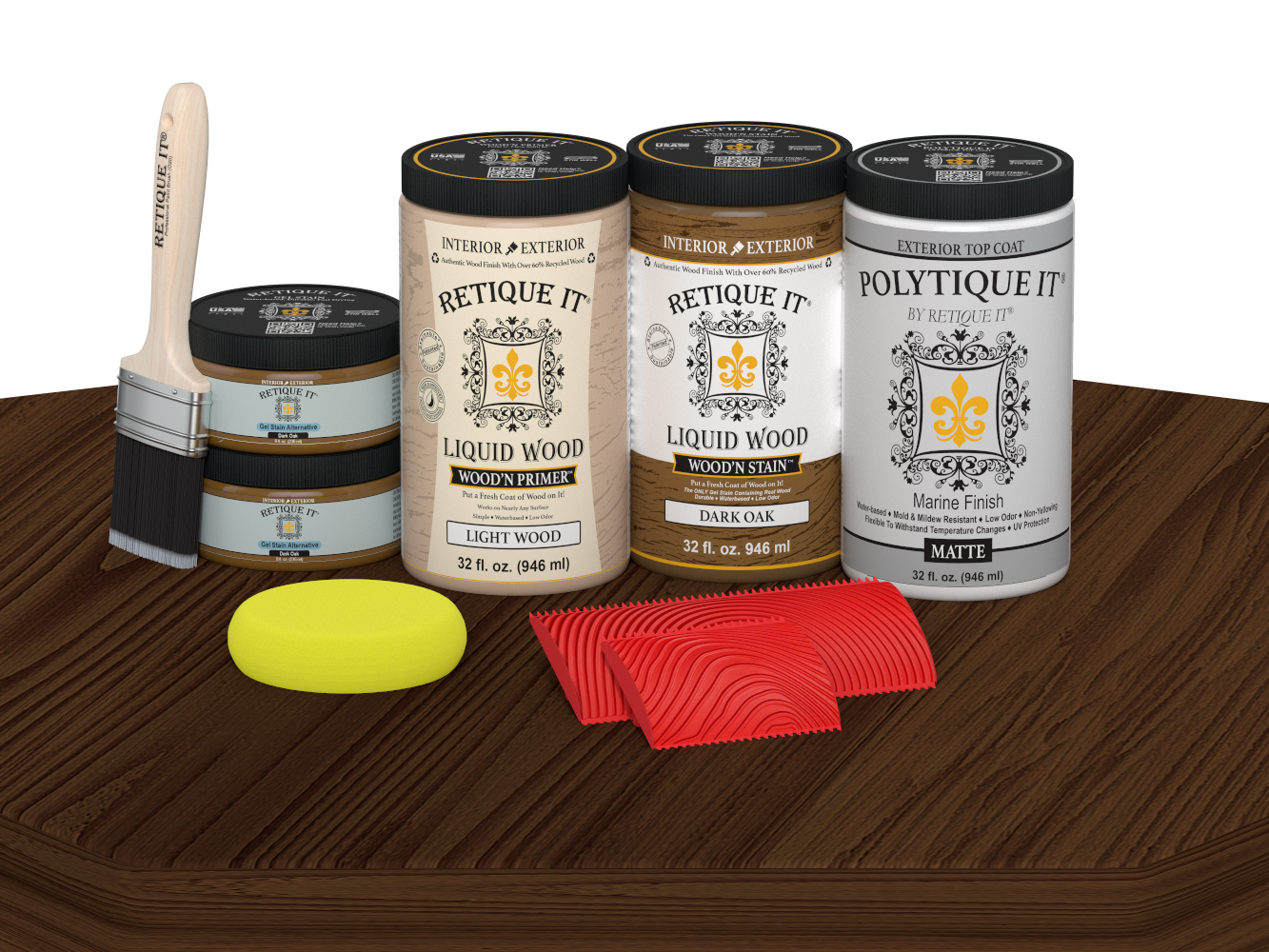 Wood'n Finish Front Door Kit (Double) - Dark Oak — Matte kit contents