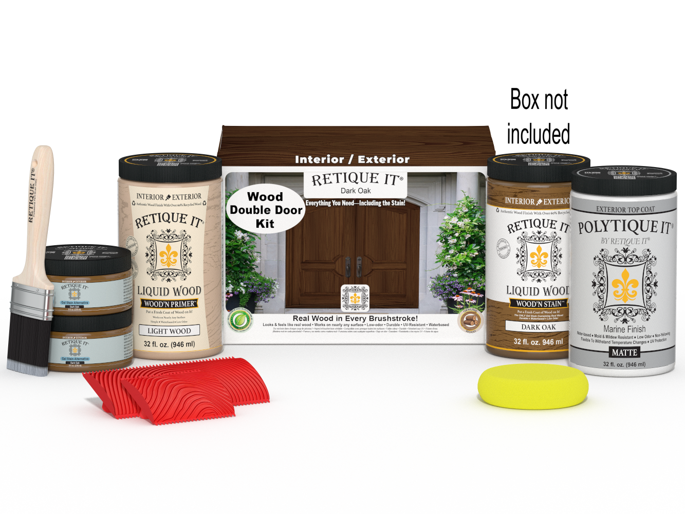 Wood'n Finish Front Door Kit (Double) - Dark Oak — Matte kit contents