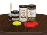 Dark oak stained Wood'n Cabinet Kit with 12 grained doors by Retique It®, shown on a table.