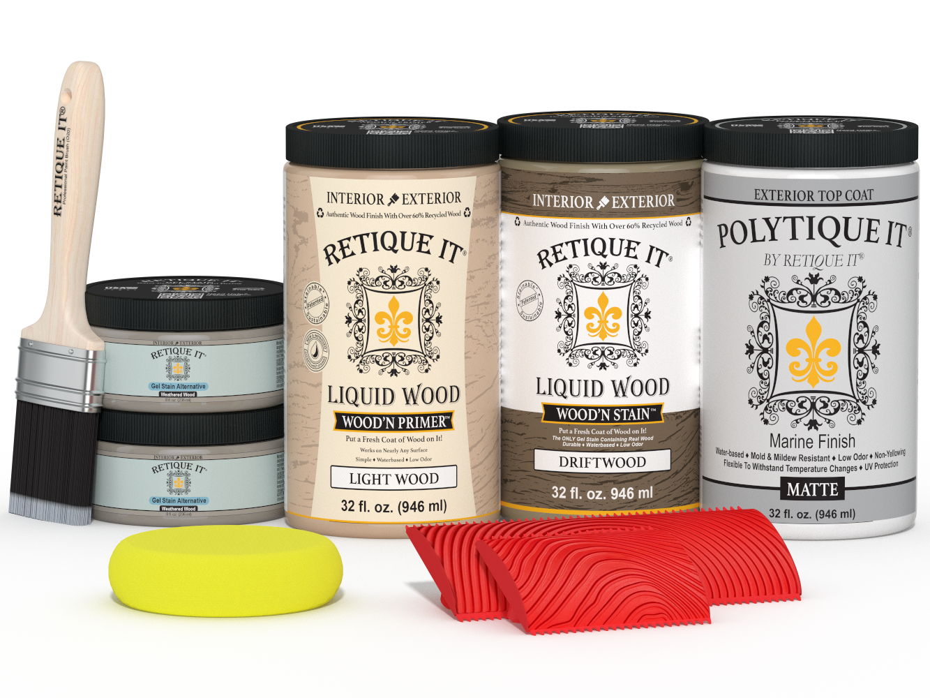 Large Wood'n Kit by Retique It® with Drift Wood finish, featuring exterior top coat and matte wood finish for outdoor projects.