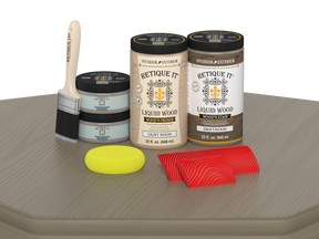 Large Drift Wood Wood'n Finish Kit by Retique It® with wood samples and tools for multi-purpose woodworking projects.