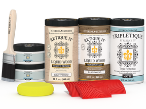 Large French Oak Wood'n Kit by Retique It® for interior top coat, includes wood finish supplies and tools in a comprehensive set.