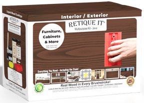 Large Retique It® Wood'n Kit Java interior top coat in box, multi-purpose wood finish kit for furniture and wood projects