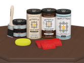 Large Java Wood'n Finish Kit by Retique It® for interior wood projects, featuring matte top coat application on wooden surfaces.