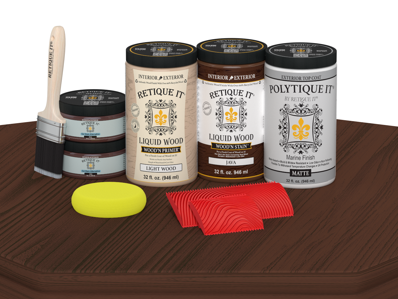 Wood'n Finish Front Door Kit (Double) - Java — Matte kit contents