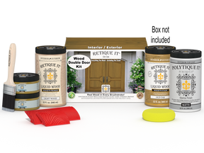 Wood'n Finish Front Door Kit (Double) - Old Oak — Matte kit contents with door box