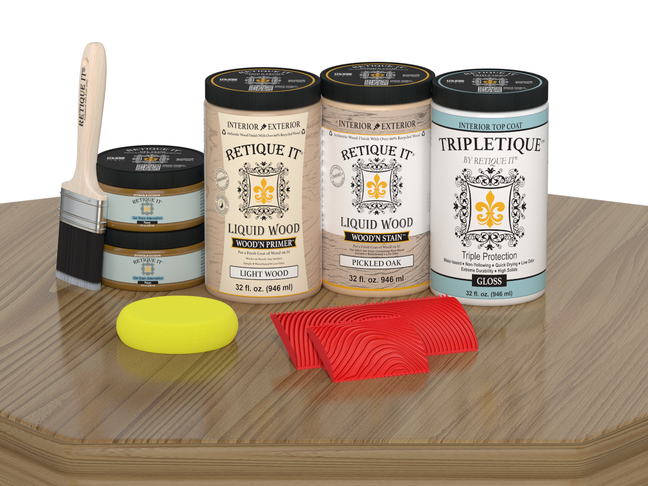Large Multi-purpose Wood'n Kit by Retique It® in Pickled Oak finish, featuring interior top coat for wood furniture and surfaces.
