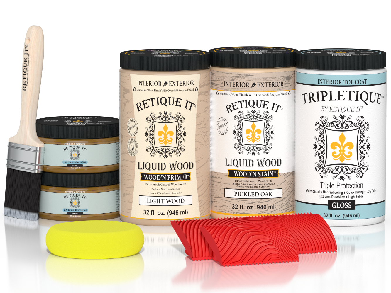 Large Wood'n Kit by Retique It in Pickled Oak finish, containing interior top coat for wood furniture and surfaces.