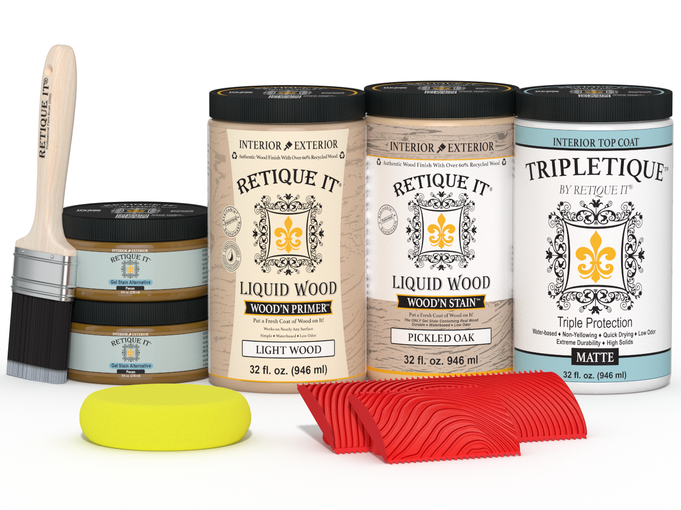 Large Wood'n Kit by Retique It® in Pickled Oak for interior top coat, featuring matte finish on wood surfaces.