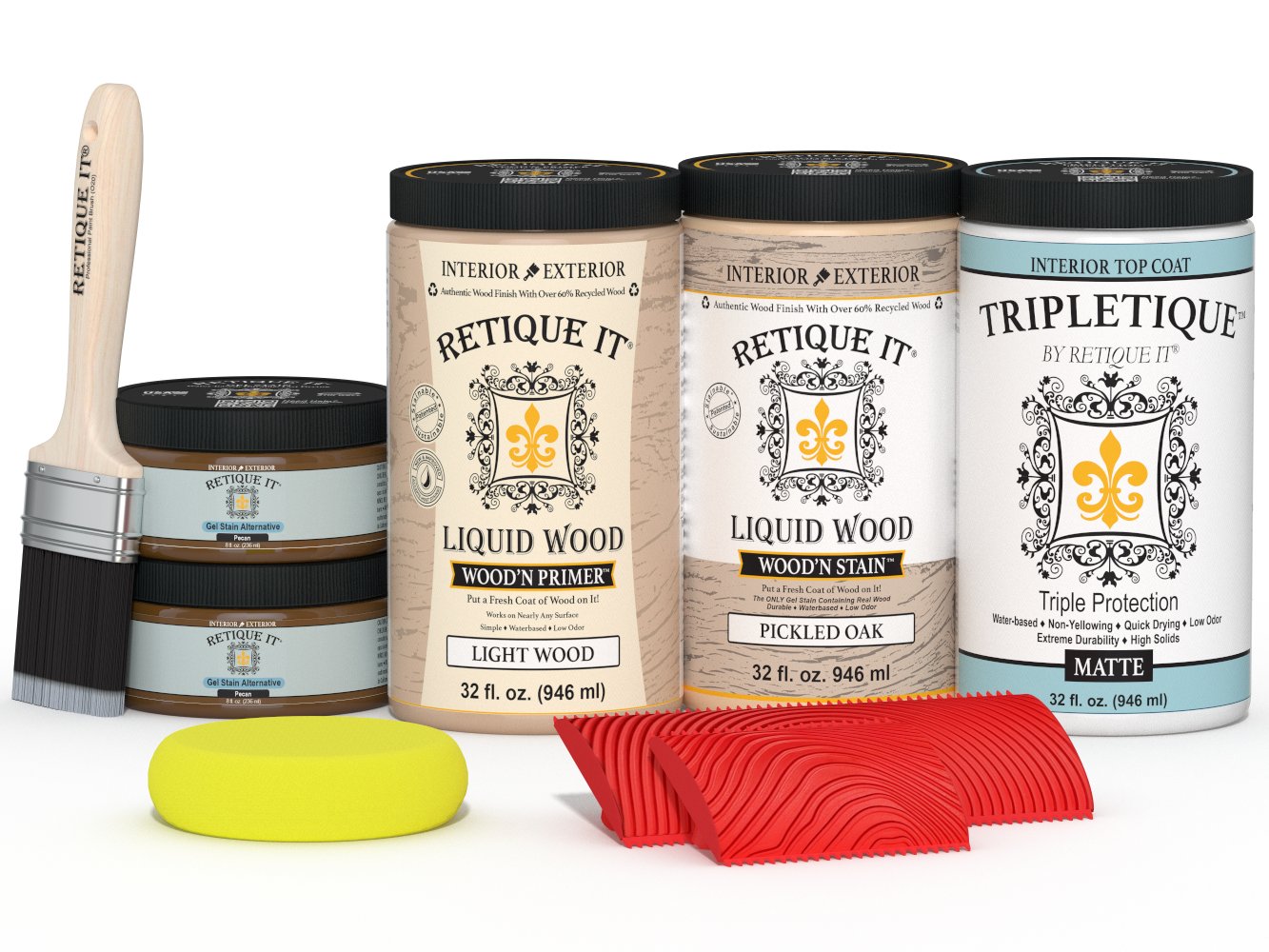 Retique It® Pickled Oak countertop kit stain applied on a kitchen countertop, showcasing the matte finish and wood grain details.