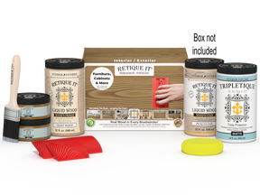 Large Wood'n Kit by Retique It® in Pickled Oak for interior top coating, includes wood finish supplies and tools.