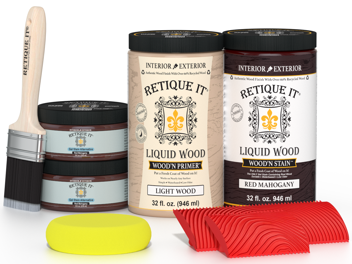 Large Red Mahogany Wood'n Finish Kit by Retique It® for multi-purpose wood finishing projects, shown in the image.