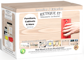 Large Sun Bleached Wood'n Finish Kit by Retique It® for interior top coating, includes wood finish components in a box.