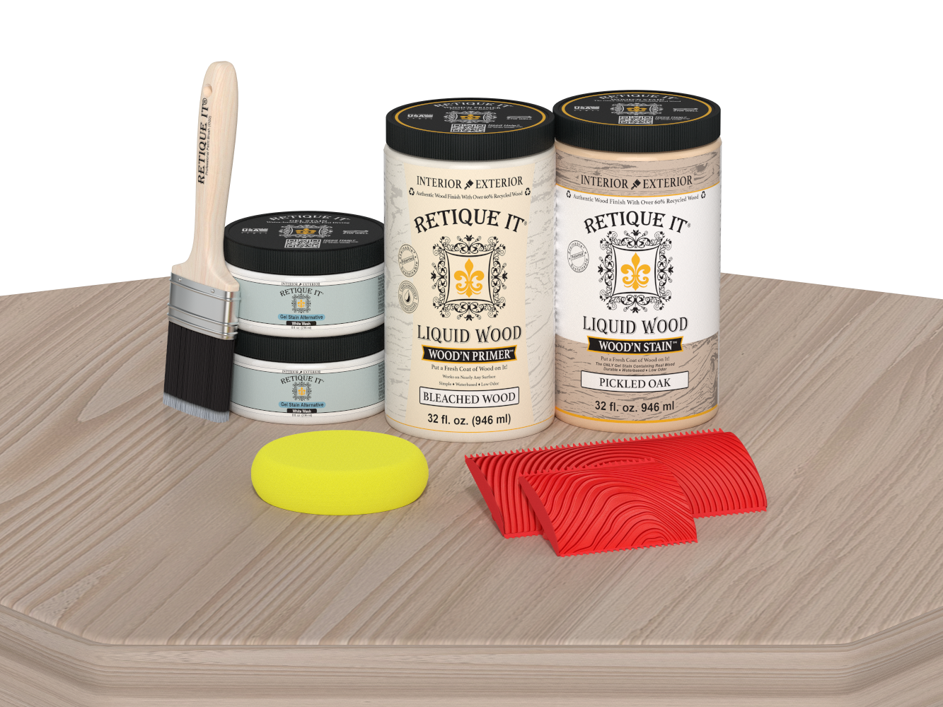 Large Sun Bleached Wood'n Kit by Retique It® for multi-purpose wood finishing, shown on a table.