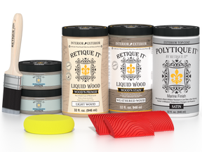 Large Weathered Wood Wood'n Finish Kit by Retique It® with satin exterior top coat in weathered wood finish.