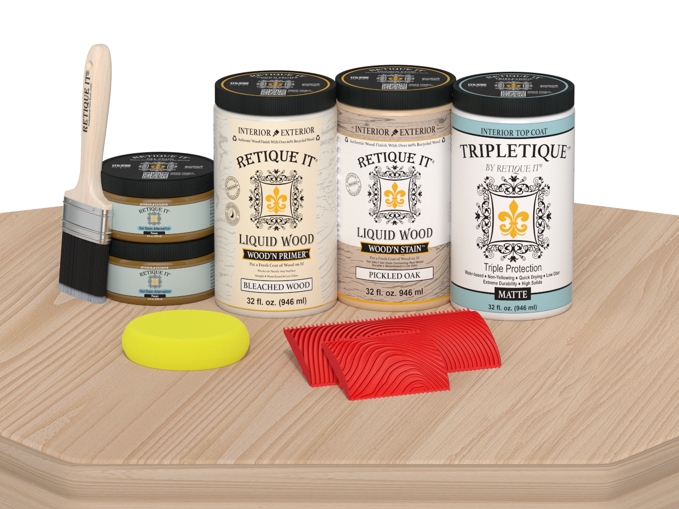 Retique It® White Oak countertop kit with stain, showing a matte, finished kitchen countertop made from light-colored oak wood.