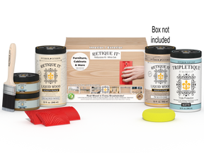 Large White Oak Wood'n Finish Kit by Retique It® with interior top coat and applicator brush in a white box.
