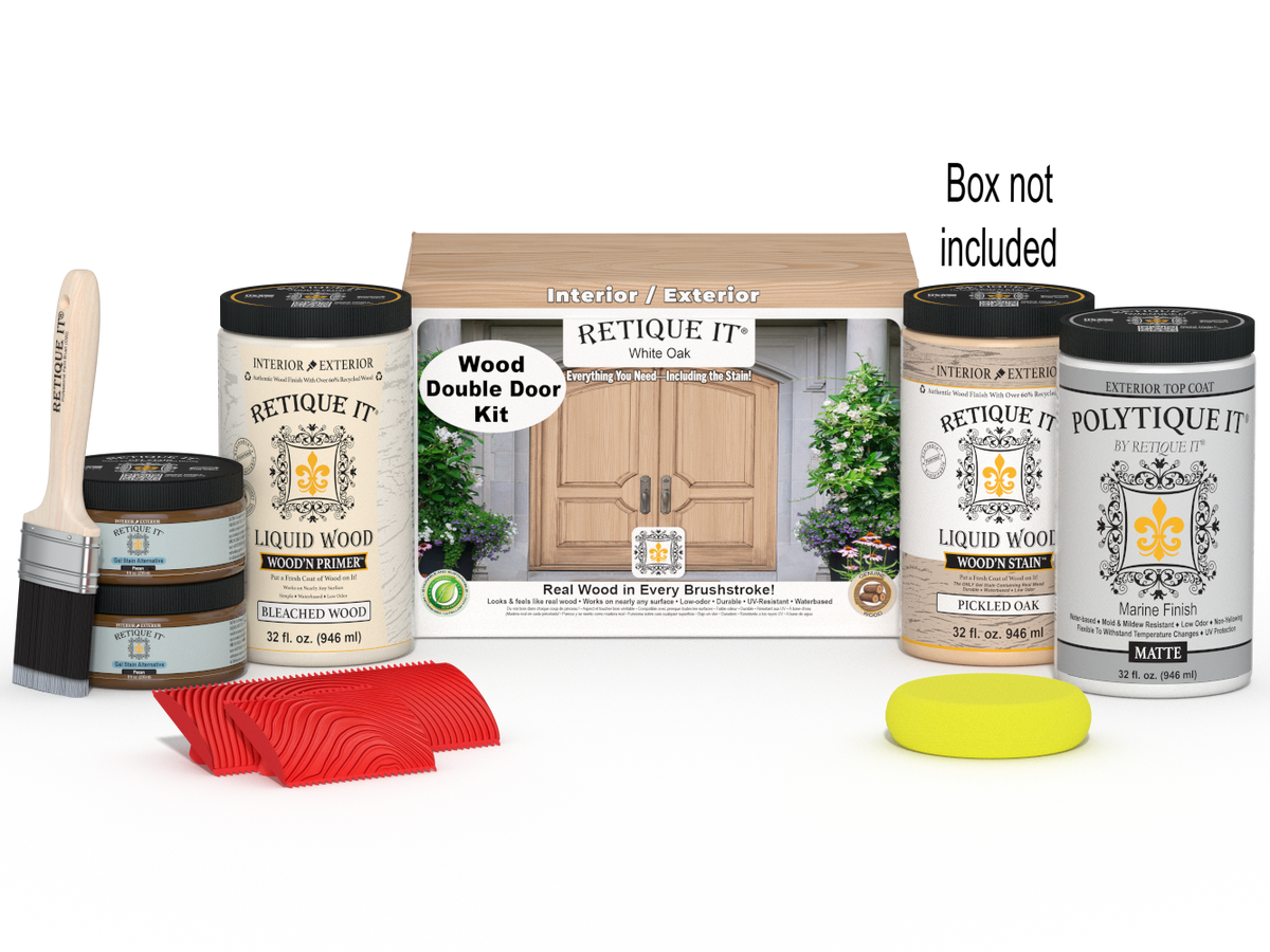 Wood'n Finish Front Door Kit (Double) - White Oak — Matte kit contents with door box