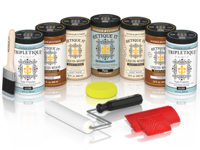 Gloss cedar Wood'n Cabinet Kit with 24 grained doors, stain kit by Retique It® for cabinet finishing and wood furniture.