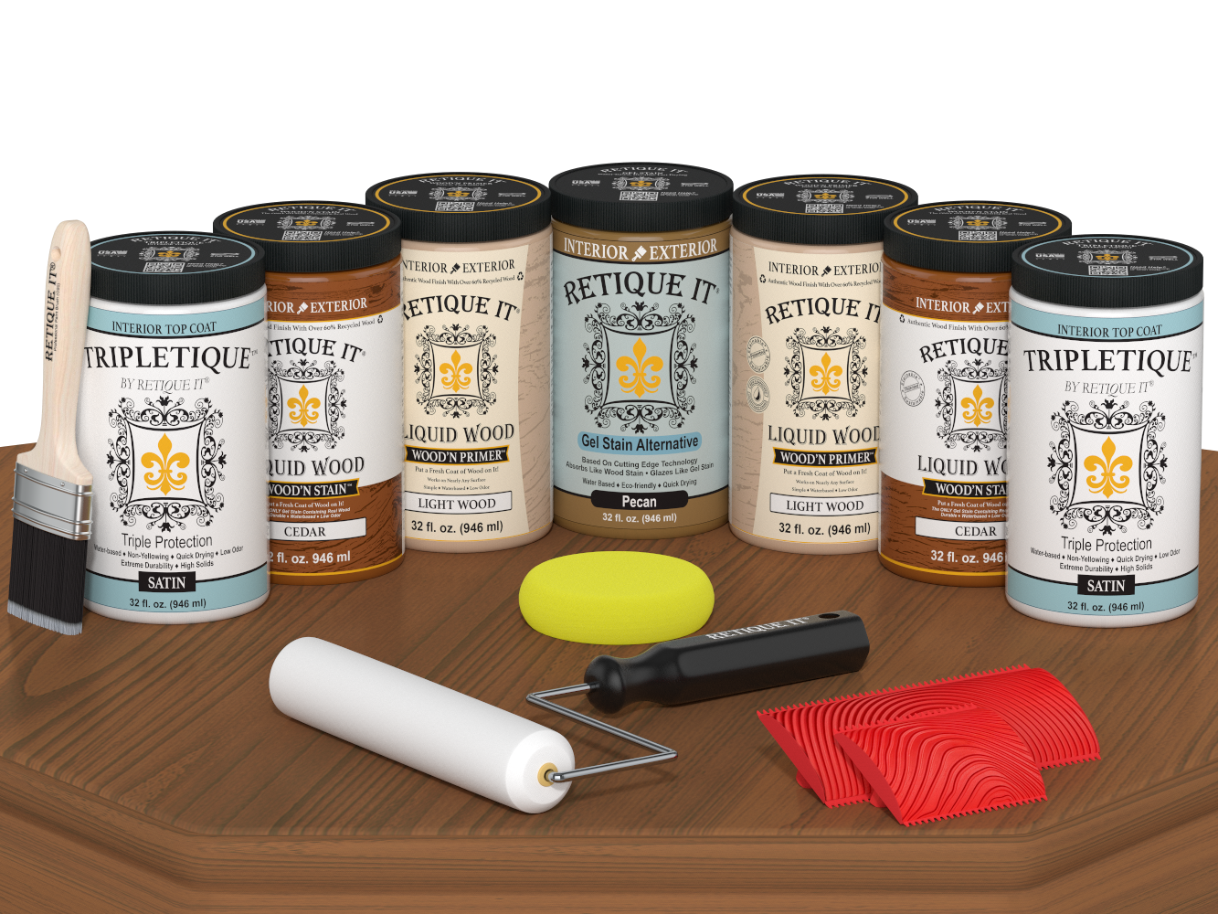 Retique It® Wood'n Cabinet Kit with cedar grain stain, satin finish, 24 door kit, ideal for wood cabinets or furniture.
