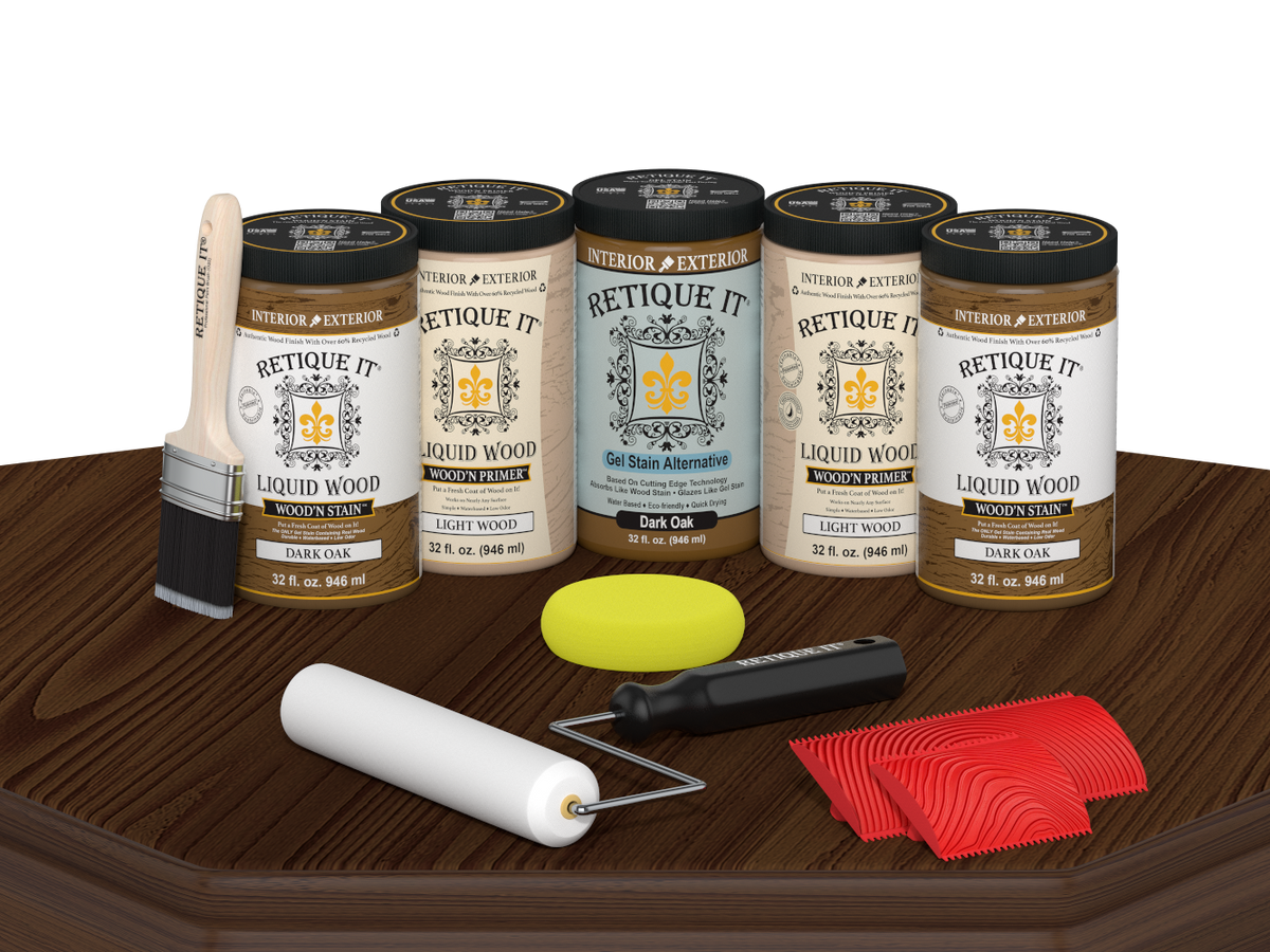 Dark oak Wood'n Cabinet Kit with 24 grained doors from Retique It®, featuring stained wood finish for cabinet transformation.
