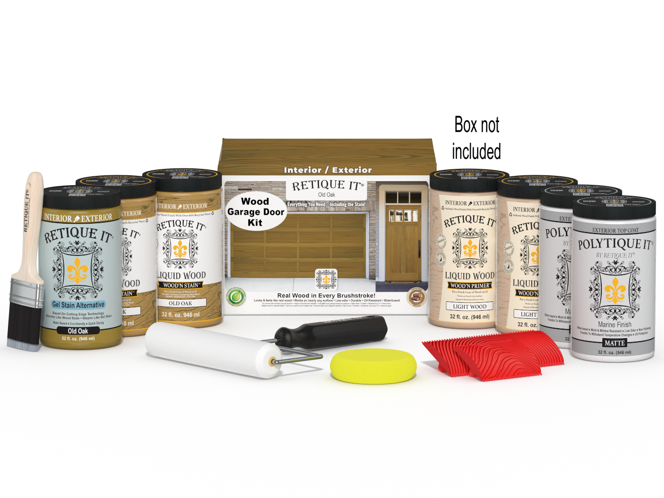 Wood'n Door Kit (Front & Garage Door) - Old Oak — Matte kit contents